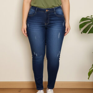 Calça Jeans Feminina Destroyed Cigarrete Com Lycra