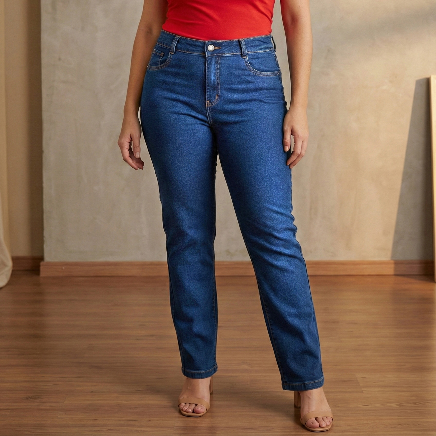Calça Jeans Feminina Cigarrete Cintura Alta Com Lycra